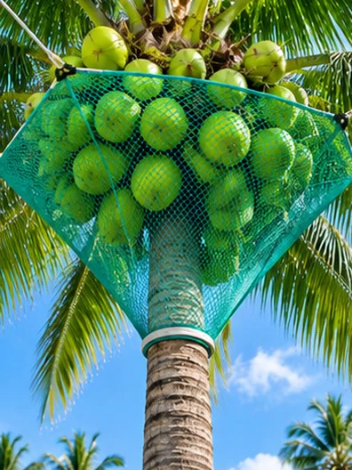 Coconut tree safety net installation
