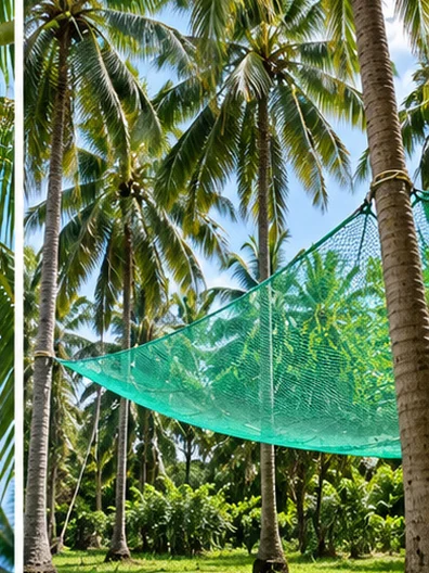 Coconut tree safety net installation
