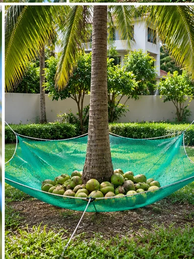 Coconut tree safety net installation